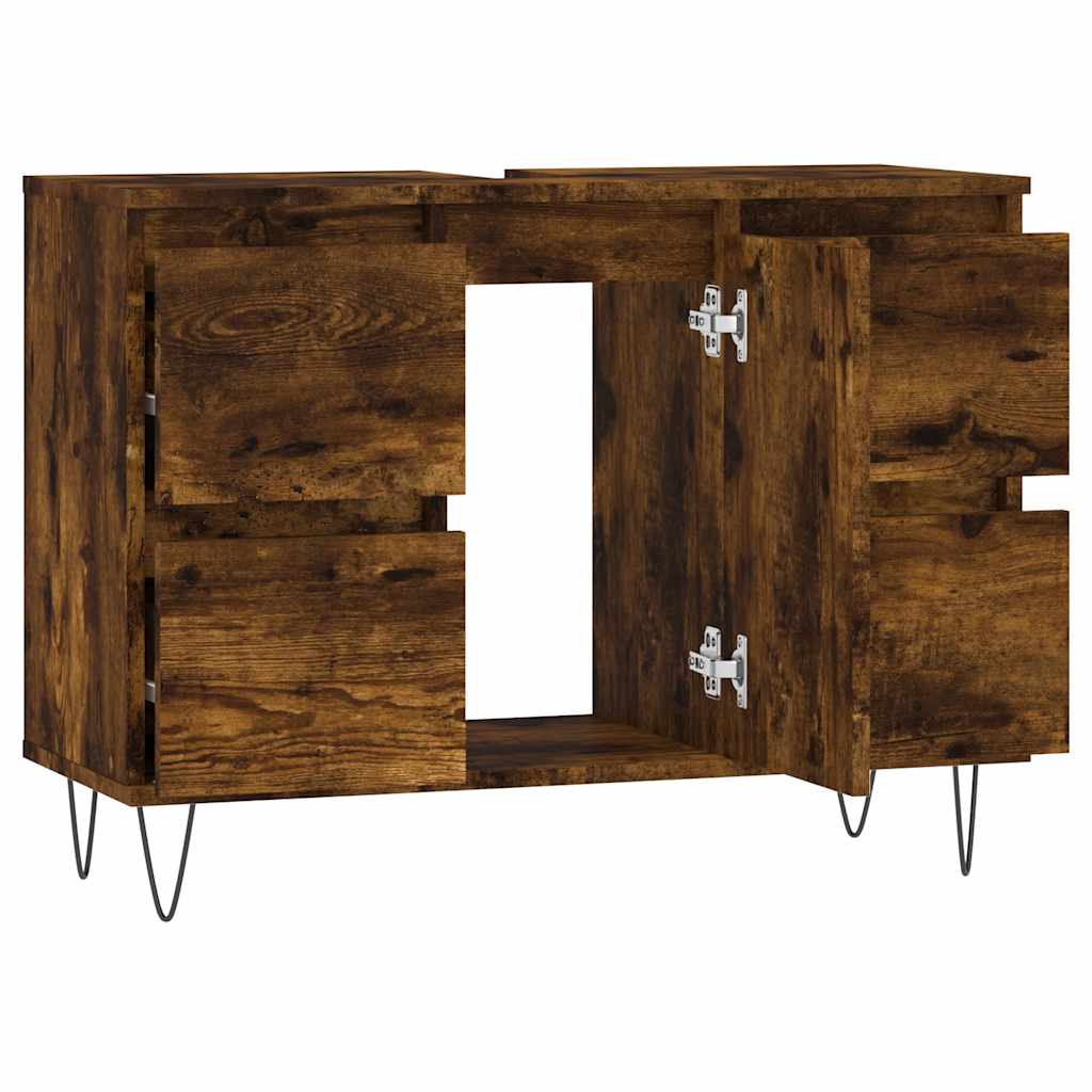 Bathroom Cabinet Smoked Oak 80x33x60 cm Engineered Wood