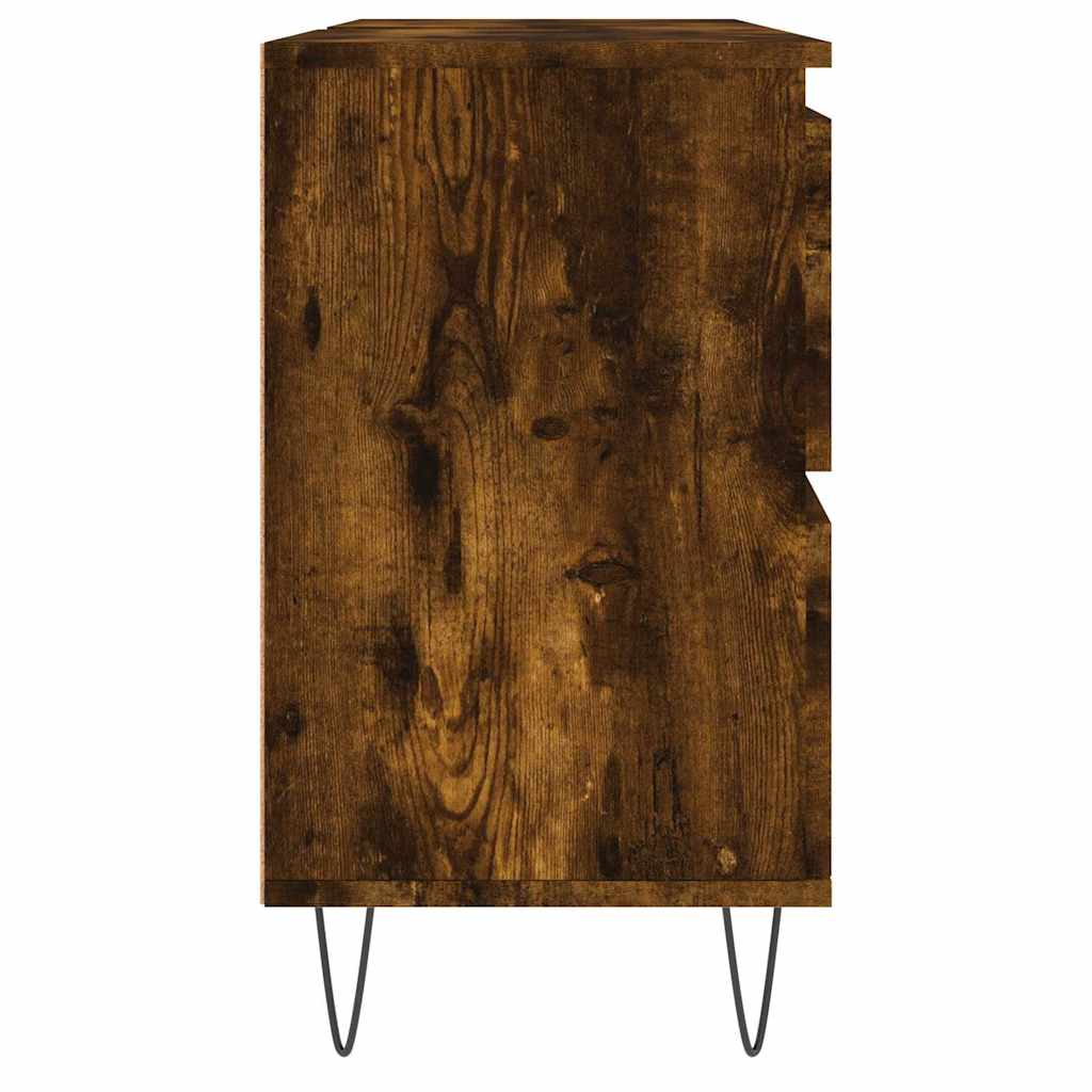 Bathroom Cabinet Smoked Oak 80x33x60 cm Engineered Wood