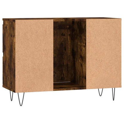 Bathroom Cabinet Smoked Oak 80x33x60 cm Engineered Wood