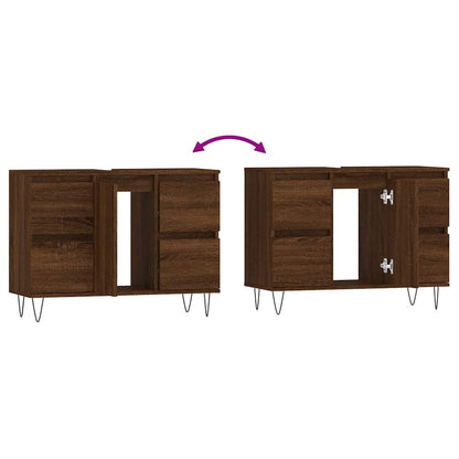 Bathroom Cabinet Brown Oak 80x33x60 cm Engineered Wood