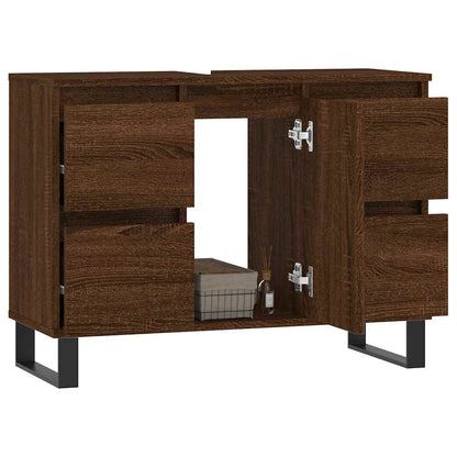 Bathroom Cabinet Brown Oak 80x33x60 cm Engineered Wood