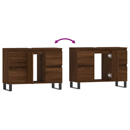 Bathroom Cabinet Brown Oak 80x33x60 cm Engineered Wood