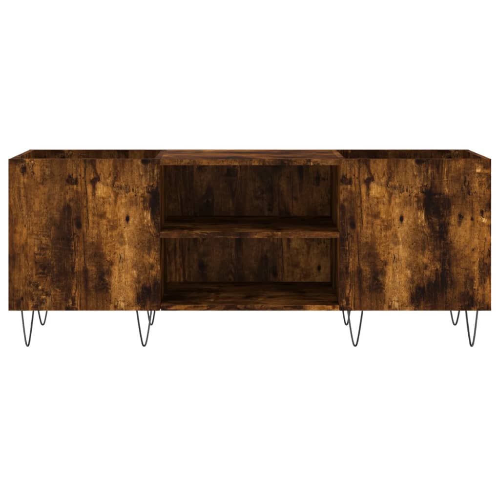 Record Cabinet Smoked Oak 121x38x48 cm Engineered Wood