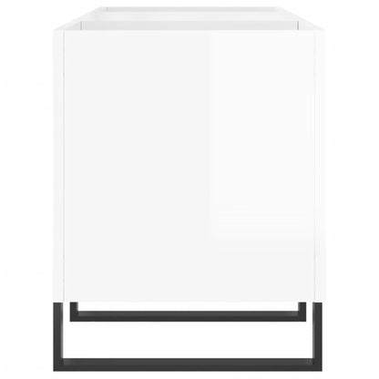 Record Cabinet High Gloss White 121x38x48 cm Engineered Wood
