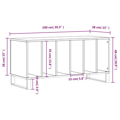 Record Cabinet Concrete Grey 100x38x48 cm Engineered Wood