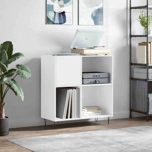 Record Cabinet White 84.5x38x89 cm Engineered Wood