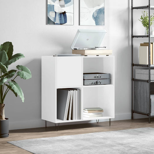 Record Cabinet High Gloss White 84.5x38x89 cm Engineered Wood