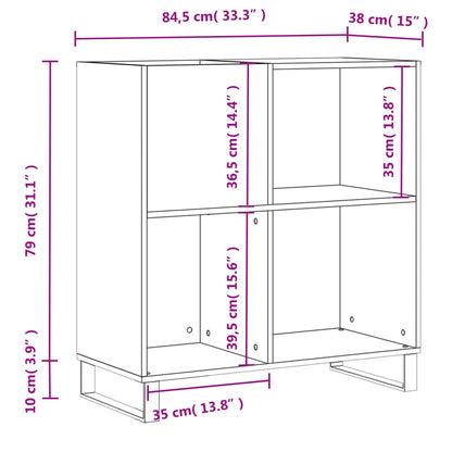 Record Cabinet Sonoma Oak 84.5x38x89 cm Engineered Wood