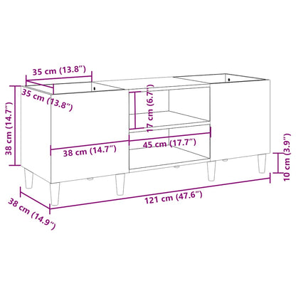 Record Cabinet Concrete Grey 121x38x48 cm Engineered Wood