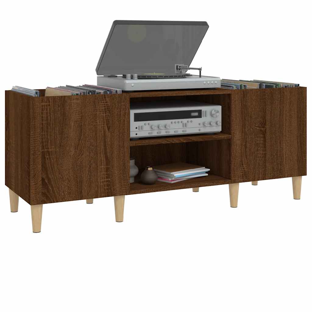 Record Cabinet Brown Oak 121x38x48 cm Engineered Wood