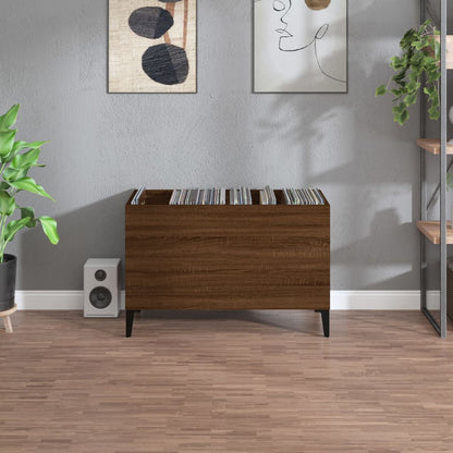 Record Cabinet Brown Oak 74.5x38x48 cm Engineered Wood