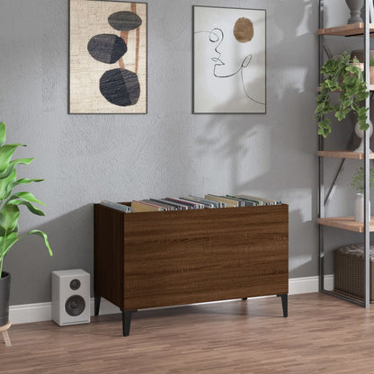 Record Cabinet Brown Oak 74.5x38x48 cm Engineered Wood