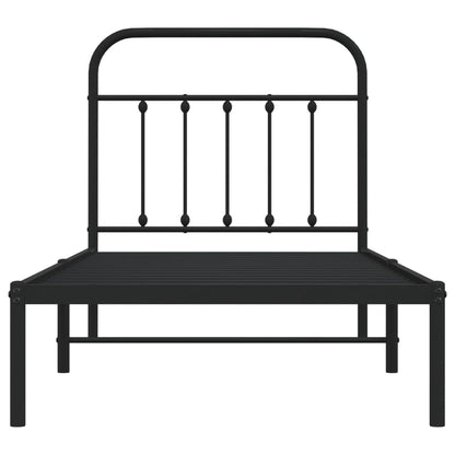 Metal Bed Frame without Mattress with Headboard Black 90x190cm