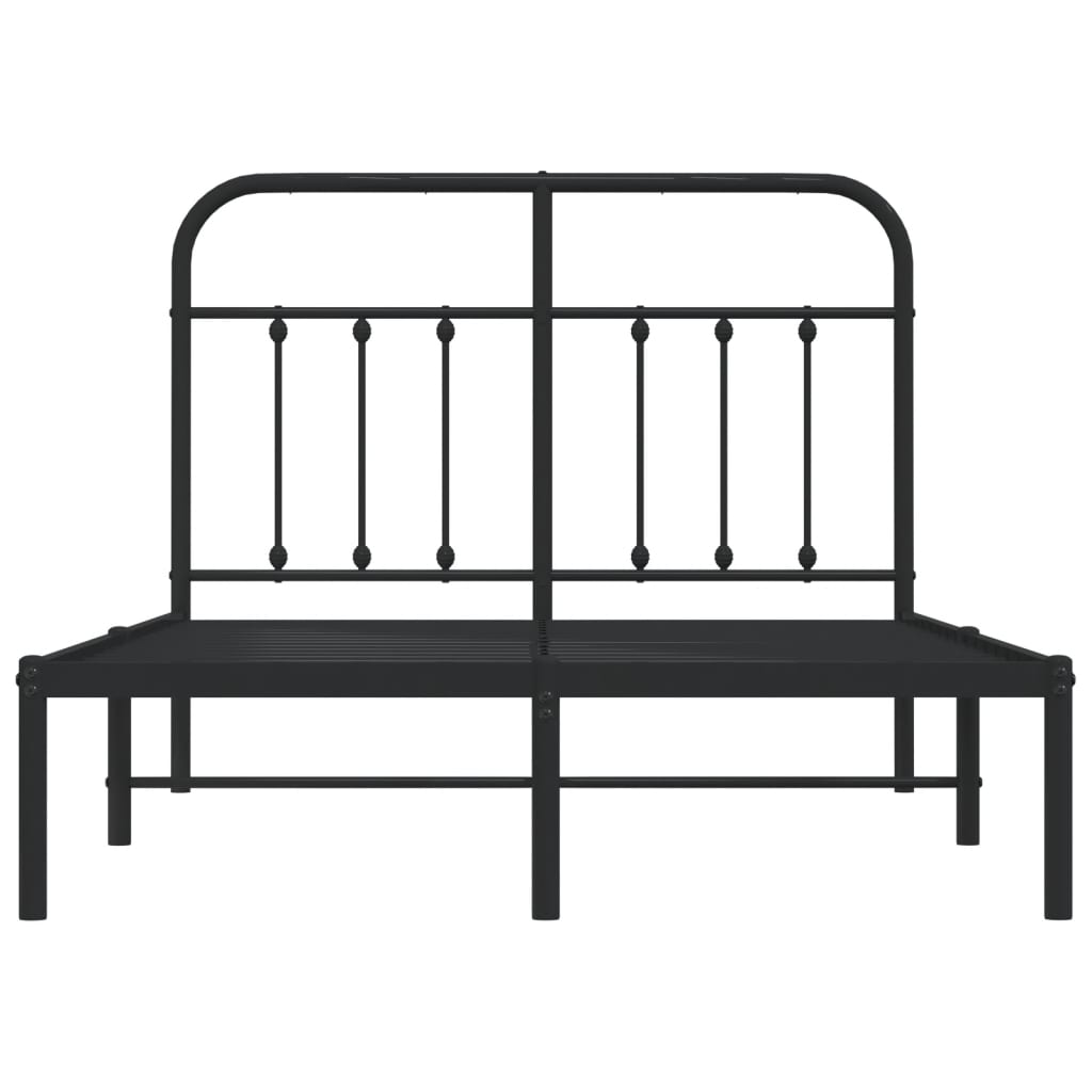 Metal Bed Frame without Mattress with Headboard Black 120x190cm