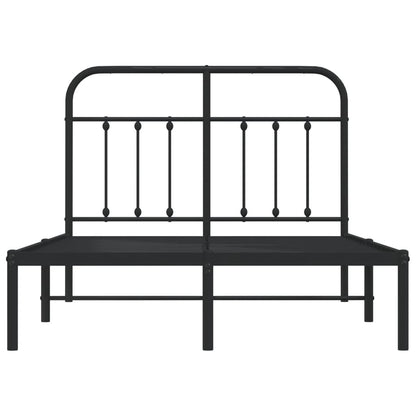 Metal Bed Frame without Mattress with Headboard Black 120x190cm