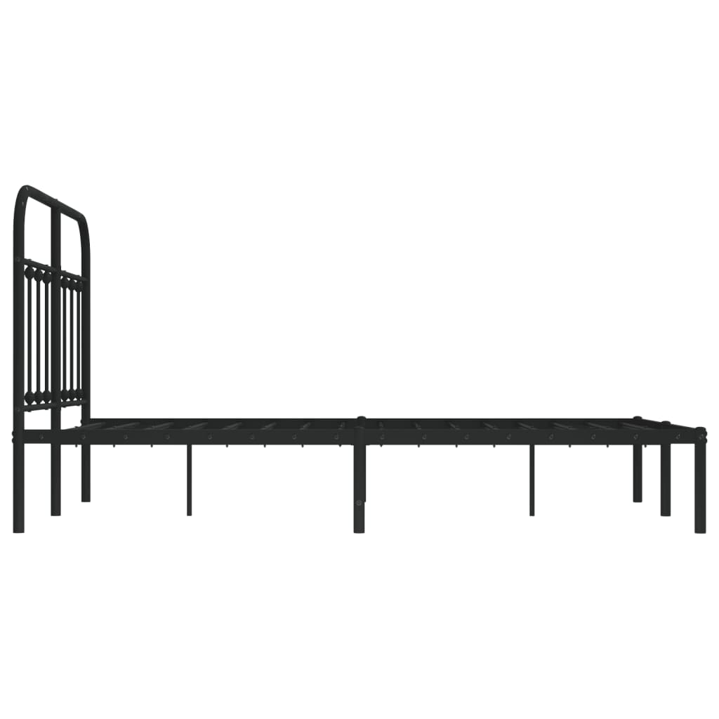 Metal Bed Frame without Mattress with Headboard Black 120x190cm