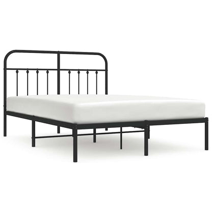Metal Bed Frame without Mattress with Headboard Black 135x190cm