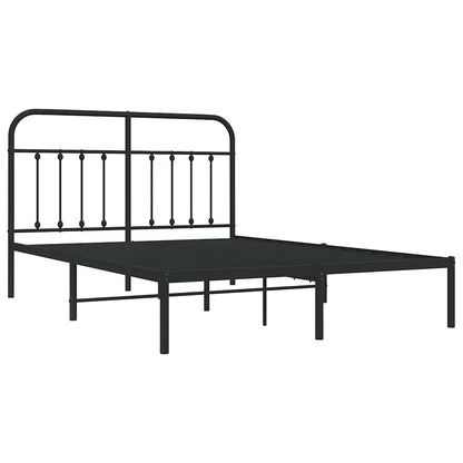 Metal Bed Frame without Mattress with Headboard Black 135x190cm