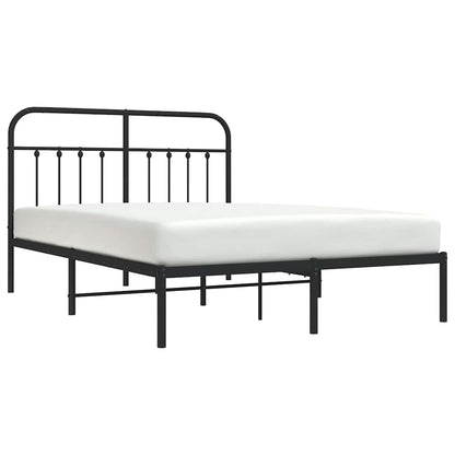 Metal Bed Frame without Mattress with Headboard Black 135x190cm