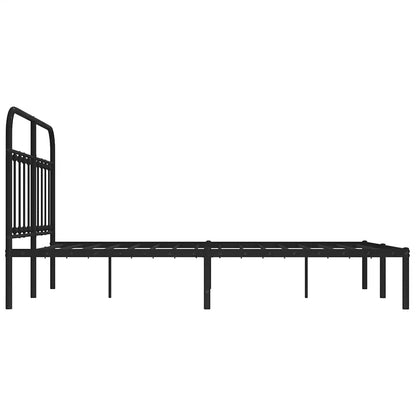 Metal Bed Frame without Mattress with Headboard Black 135x190cm