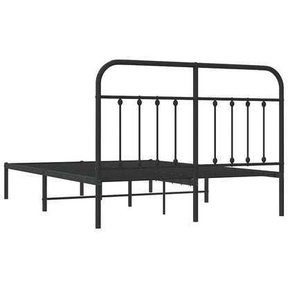 Metal Bed Frame without Mattress with Headboard Black 135x190cm