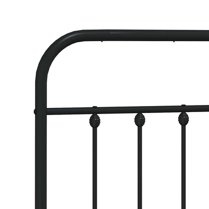 Metal Bed Frame without Mattress with Headboard Black 135x190cm