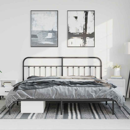 Metal Bed Frame without Mattress with Headboard Black 183x213cm