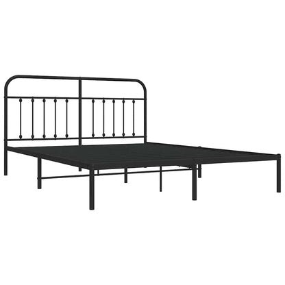 Metal Bed Frame without Mattress with Headboard Black 183x213cm
