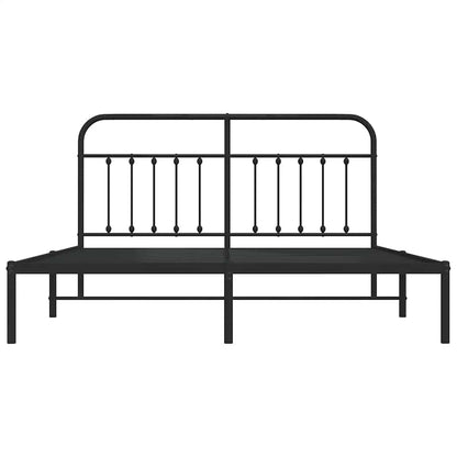 Metal Bed Frame without Mattress with Headboard Black 183x213cm