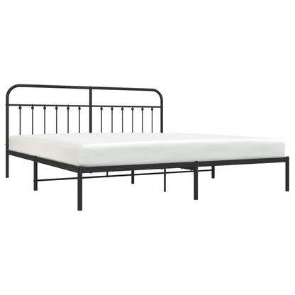 Metal Bed Frame without Mattress with Headboard Black 200x200cm
