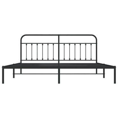 Metal Bed Frame without Mattress with Headboard Black 200x200cm