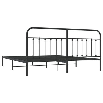 Metal Bed Frame without Mattress with Headboard Black 200x200cm