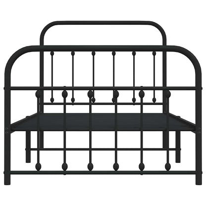 Metal Bed Frame without Mattress with Footboard Black 100x190cm