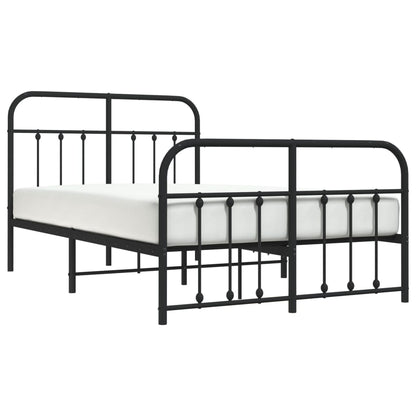 Metal Bed Frame without Mattress with Footboard Black 120x190cm