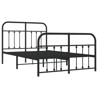 Metal Bed Frame without Mattress with Footboard Black 120x200cm