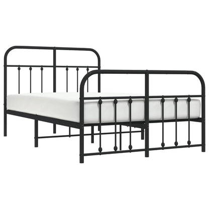 Metal Bed Frame without Mattress with Footboard Black 120x200cm
