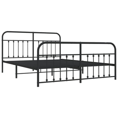 Metal Bed Frame without Mattress with Footboard Black 180x200cm