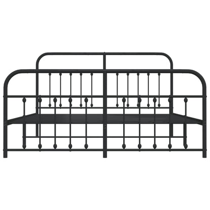 Metal Bed Frame without Mattress with Footboard Black 180x200cm