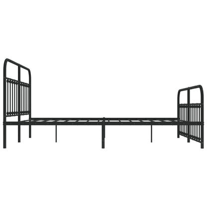 Metal Bed Frame without Mattress with Footboard Black 180x200cm