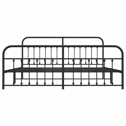 Metal Bed Frame without Mattress with Footboard Black 193x203cm