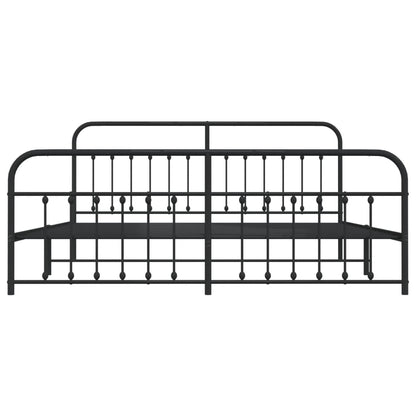 Metal Bed Frame without Mattress with Footboard Black 200x200cm