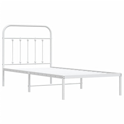 Metal Bed Frame without Mattress with Headboard White 90x190cm