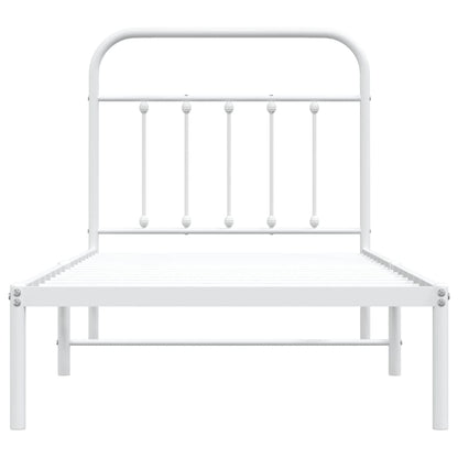 Metal Bed Frame without Mattress with Headboard White 90x190cm