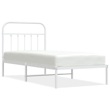 Metal Bed Frame without Mattress with Headboard White 90x200cm