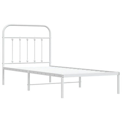 Metal Bed Frame without Mattress with Headboard White 90x200cm