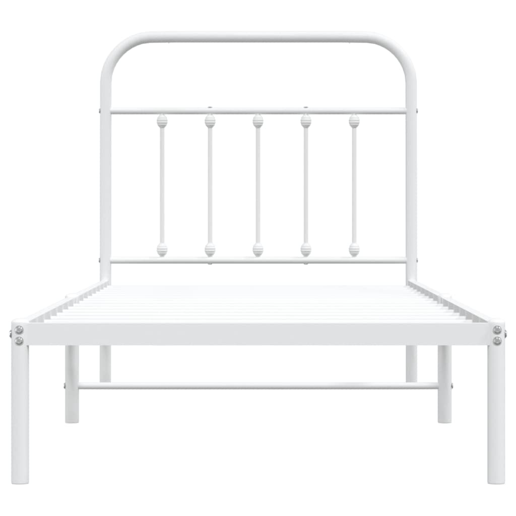 Metal Bed Frame without Mattress with Headboard White 90x200cm