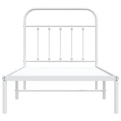 Metal Bed Frame without Mattress with Headboard White 90x200cm