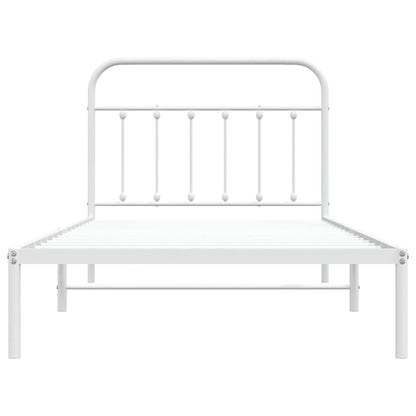 Metal Bed Frame without Mattress with Headboard White 100x200cm