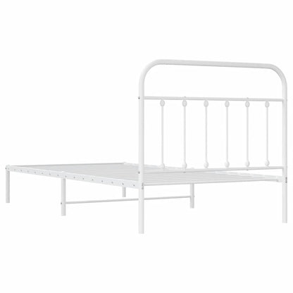 Metal Bed Frame without Mattress with Headboard White 100x200cm