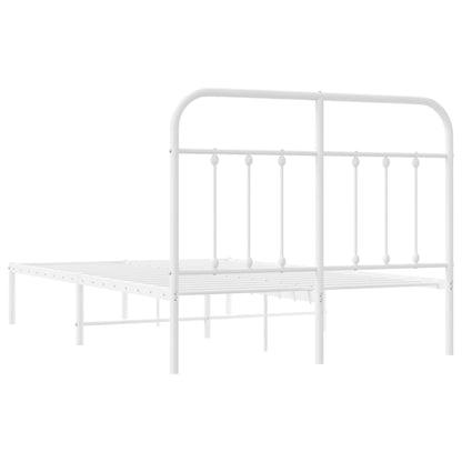Metal Bed Frame without Mattress with Headboard White 120x190cm